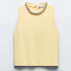 NWT ZARA JEWEL PLAIN KNIT TOP